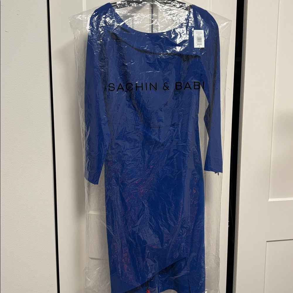 NWT [Sachin and Babi] Patrizia Bateau Neck Midi Dress in Cobalt Blue Women’s 8 - Picture 13 of 15